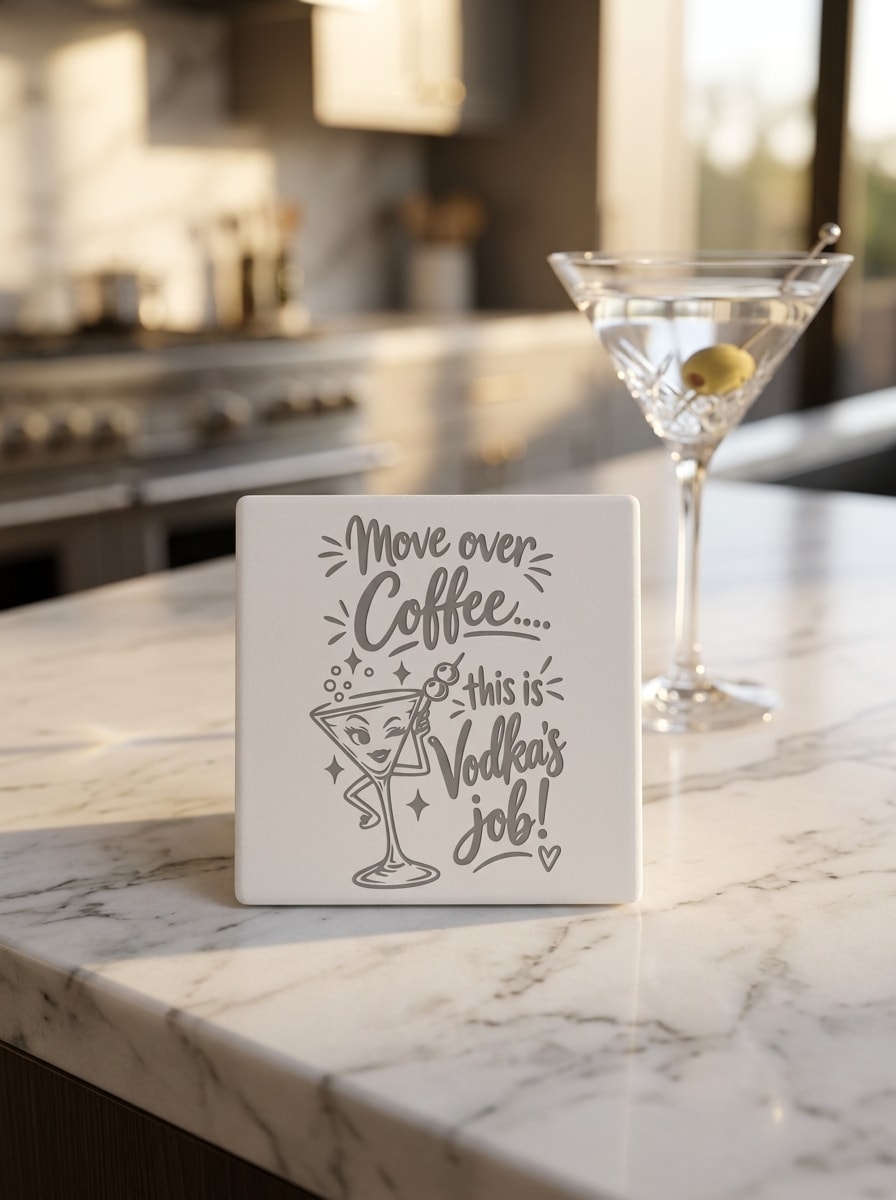 Move Over Coffee engraved coaster